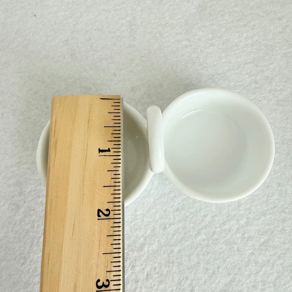 Crate & Barrel Double Condiment Server White Porcelain Small Handle Excellent